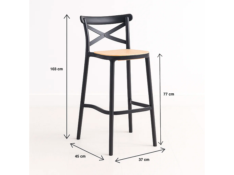 TABURETES KLIK MUEBLES CROSSBACK 1 CUERPO NEGROS PACK 4 DANUBIO 2