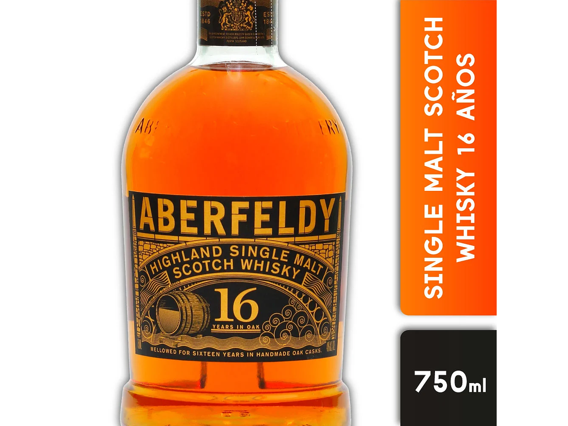 WHISKY SINGLE MALT ABERFELDY BOTELLA VIDRIO 750 CC 16 AÑOS 1