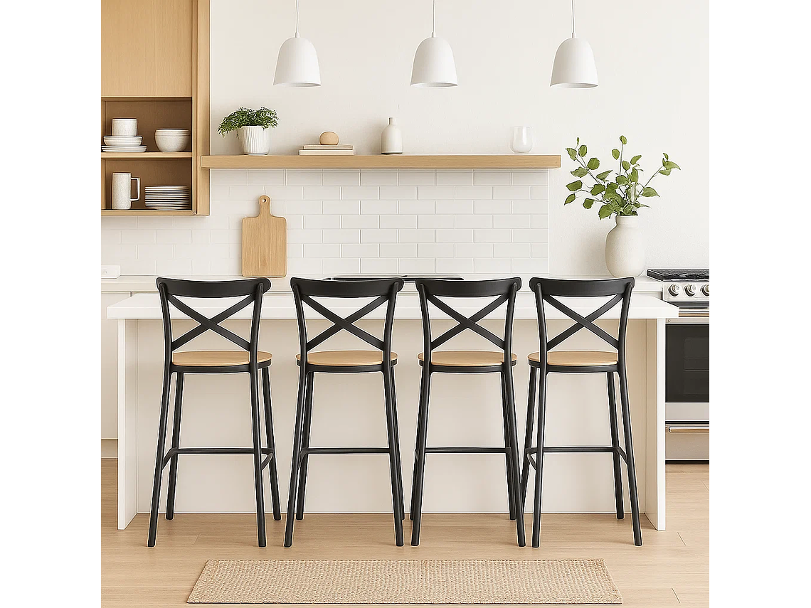 TABURETES KLIK MUEBLES CROSSBACK 1 CUERPO NEGROS PACK 4 DANUBIO 4