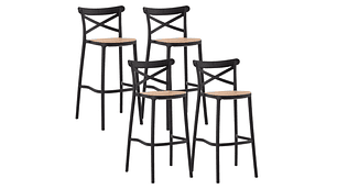 PACK 4 TABURETES BAR VALENTINO NEGRO 65 CM | APILABLE| EXTERIOR