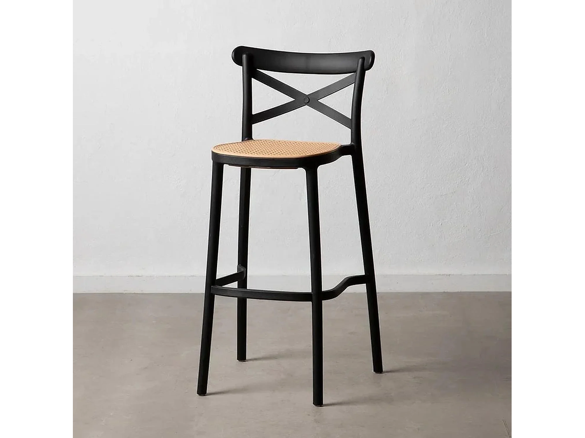 PACK 4 TABURETES BAR VALENTINO NEGRO 65 CM | APILABLE| EXTERIOR 3