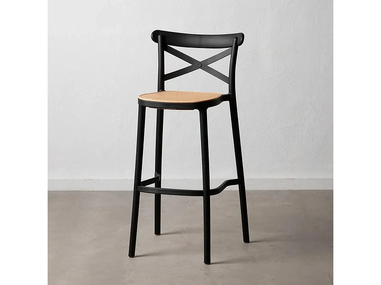 PACK 4 TABURETES BAR VALENTINO NEGRO 65 CM | APILABLE| EXTERIOR 3