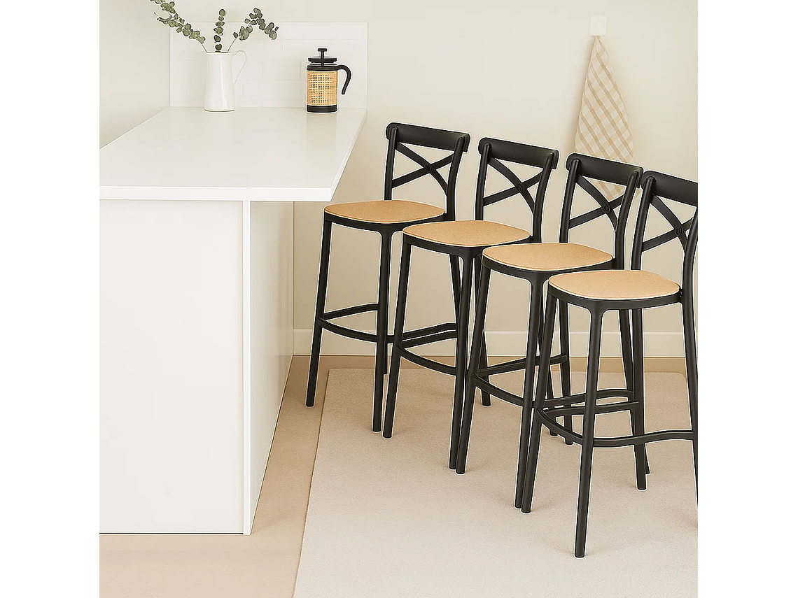 TABURETES KLIK MUEBLES CROSSBACK 1 CUERPO NEGROS PACK 4 DANUBIO 6