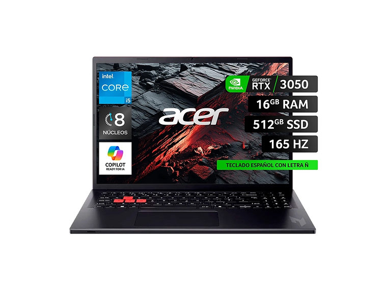NOTEBOOK ACER NITRO LITE NL16-71G-56Q8-1 INTEL CORE I5 16GB RAM 512GB SSD NVIDIA RTX 3050 16” 1