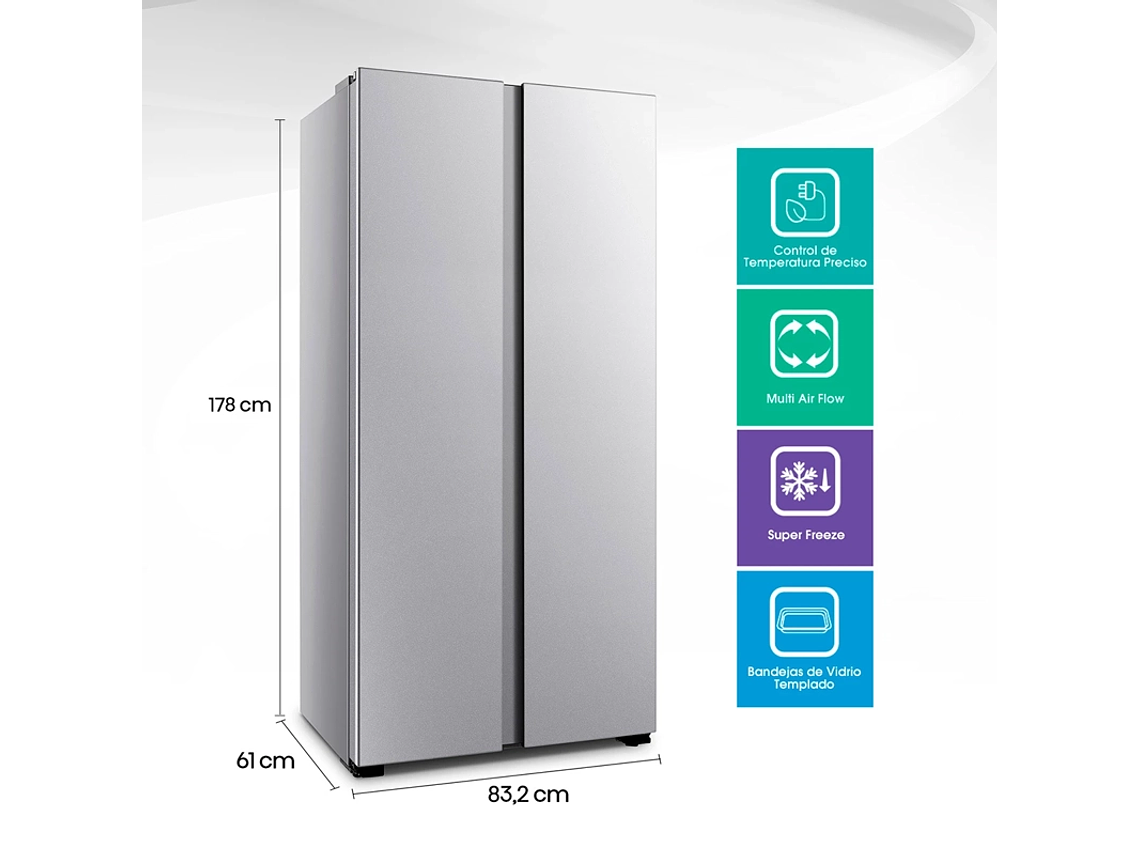 REFRIGERADOR SIDE BY SIDE HISENSE RC-56WS 428L NO FROST ACERO 1