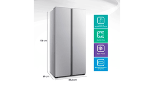 REFRIGERADOR SIDE BY SIDE HISENSE RC-56WS 428L NO FROST ACERO