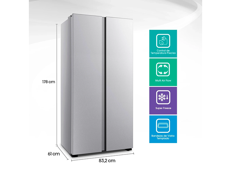 REFRIGERADOR SIDE BY SIDE HISENSE RC-56WS 428L NO FROST ACERO 1
