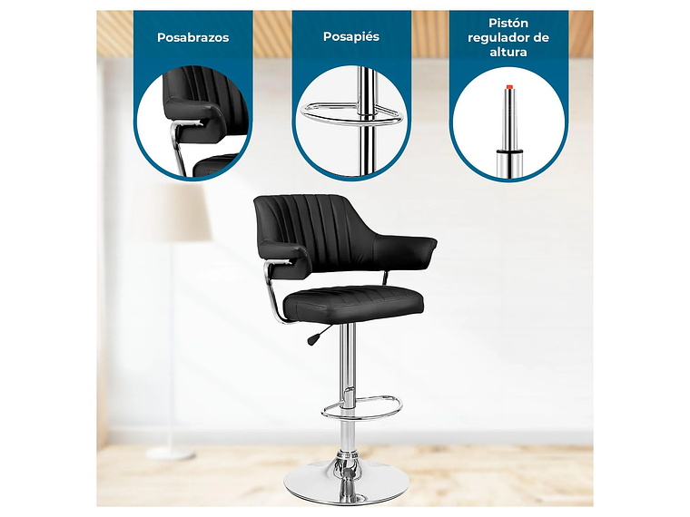 PACK 4 SILLA PISO BAR CON RESPALDO Y POSA BRAZOS 4