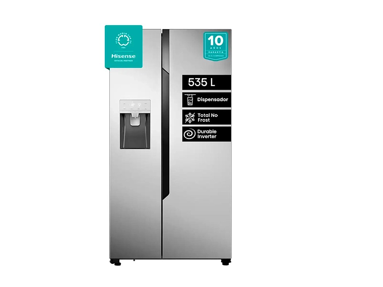 REFRIGERADOR SIDE BY SIDE HISENSE RC-70WS 535L NO FROST ACERO 1
