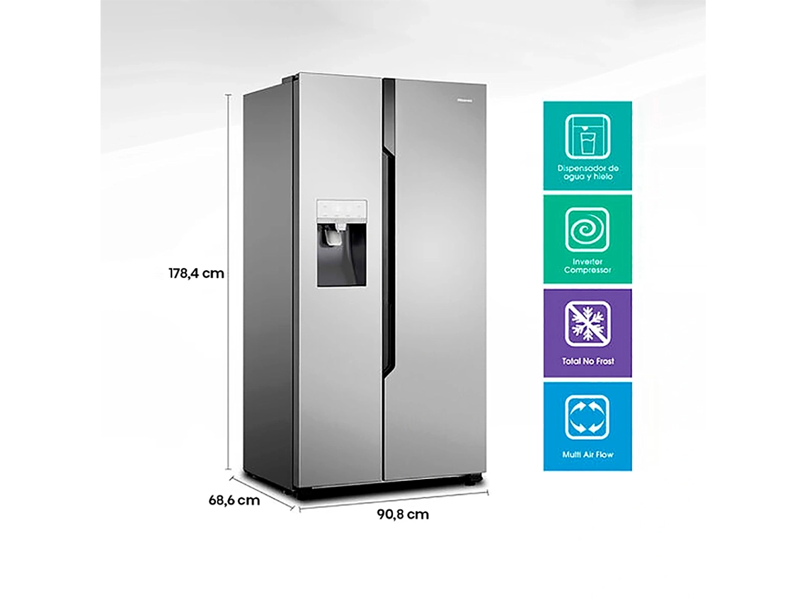REFRIGERADOR SIDE BY SIDE HISENSE RC-70WS 535L NO FROST ACERO 2