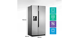 REFRIGERADOR SIDE BY SIDE HISENSE RC-70WS 535L NO FROST ACERO