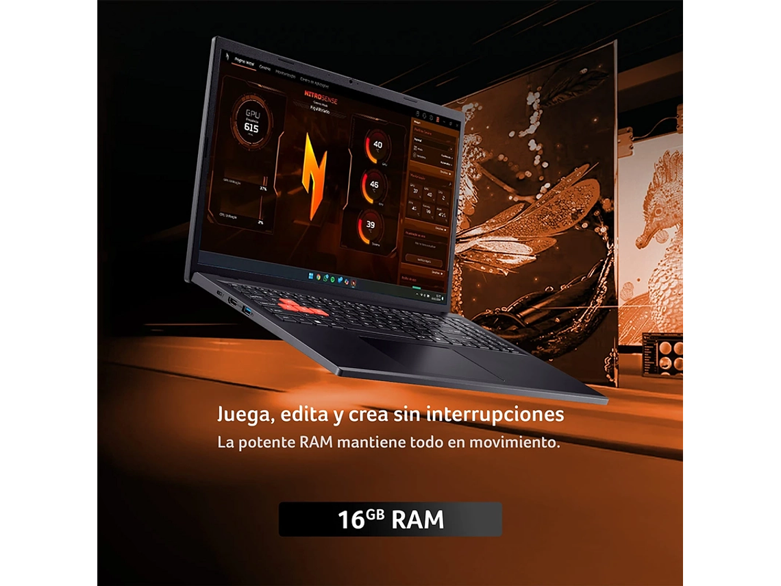 NOTEBOOK ACER NITRO LITE NL16-71G-56Q8-1 INTEL CORE I5 16GB RAM 512GB SSD NVIDIA RTX 3050 16” 8