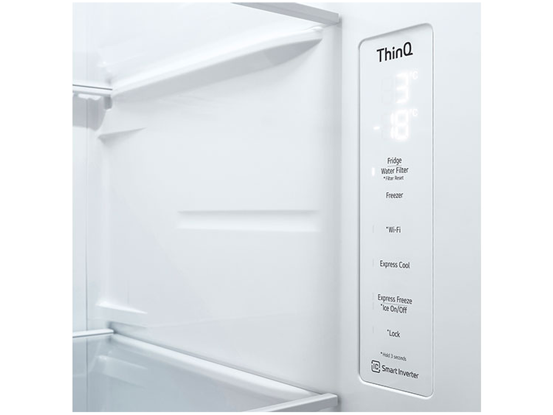 REFRIGERADOR SIDE BY SIDE LG GS66WPP 611L NO FROST PLATA 4
