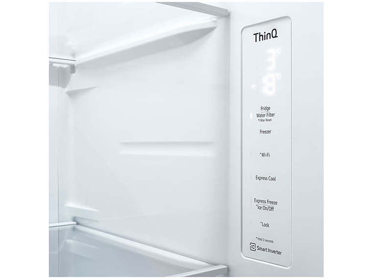 REFRIGERADOR SIDE BY SIDE LG GS66WPP 611L NO FROST PLATA 4