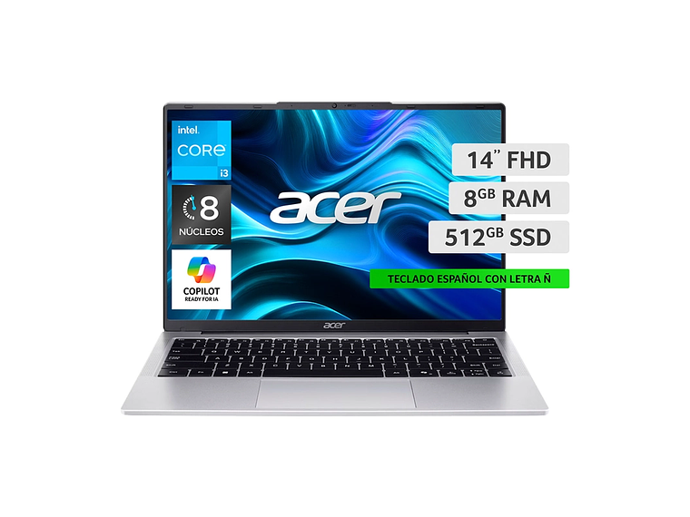 NOTEBOOK ACER ASPIRE LITE AL14-31P-MG40-1 INTEL CORE I3 8GB RAM 512GB SSD 14'' 1
