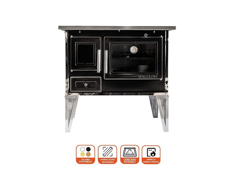 COCINA A LEÑA ALCAZAR CALBUCO L70 NEGRA 2