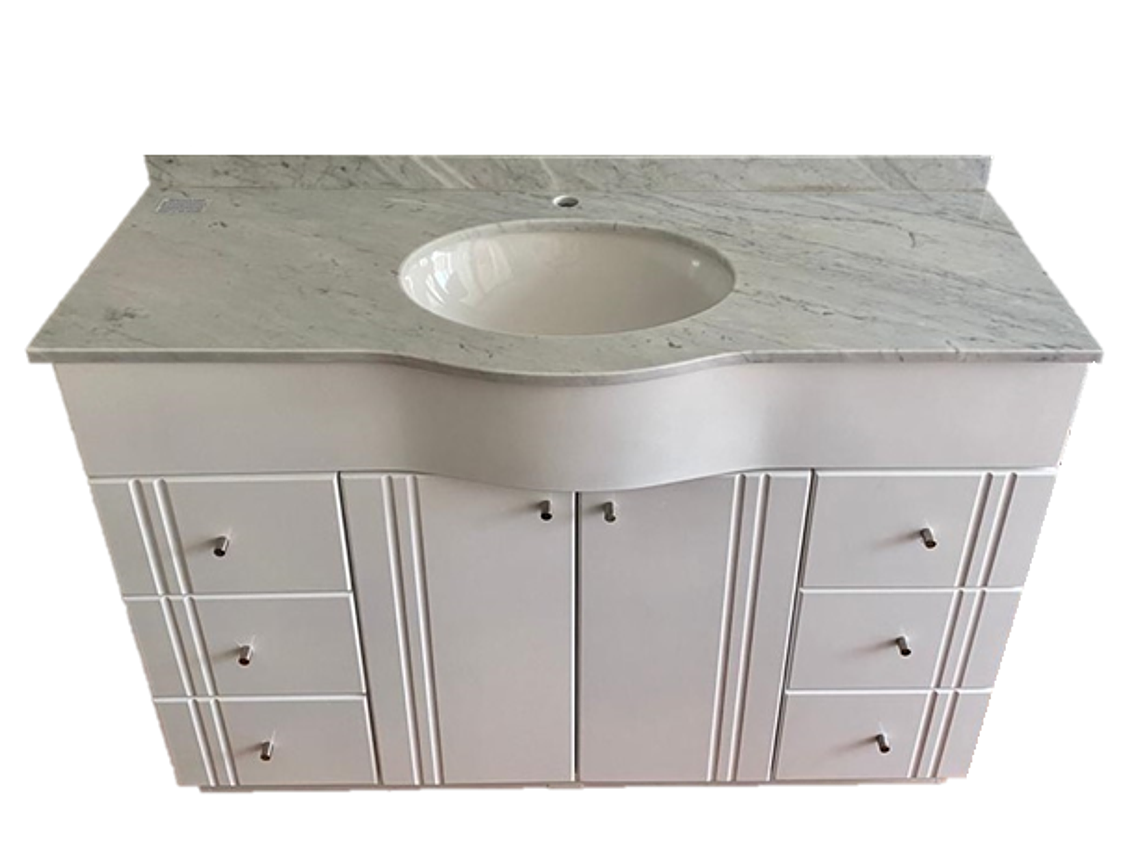 MUEBLE TMUEBLES CARRARA CURVO VANITORIO LACADO CUBIERTA MÁRMOL 120 X 50 X 85 BLANCO 1