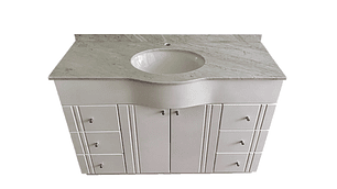 MUEBLE TMUEBLES CARRARA CURVO VANITORIO LACADO CUBIERTA MÁRMOL 120 X 50 X 85 BLANCO