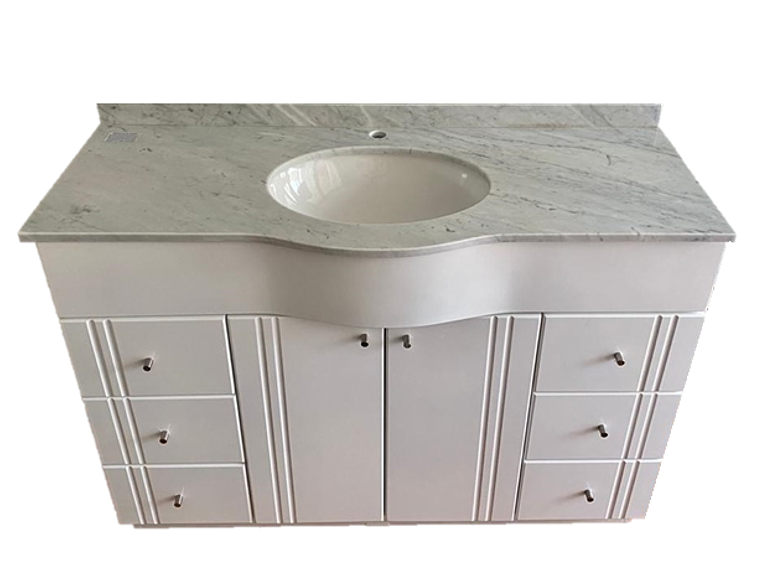 MUEBLE TMUEBLES CARRARA CURVO VANITORIO LACADO CUBIERTA MÁRMOL 120 X 50 X 85 BLANCO 1