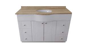 MUEBLE VANITORIO LACADO BLANCO CUBIERTA MÁRMOL 120X50X85