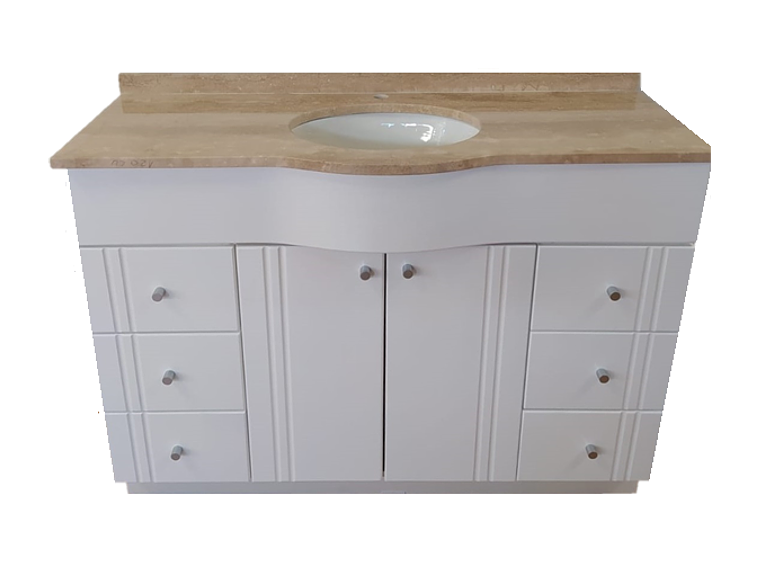 MUEBLE VANITORIO LACADO BLANCO CUBIERTA MÁRMOL 120X50X85 1