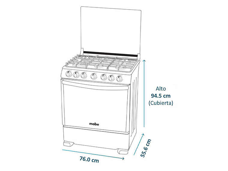 COCINA A GAS MABE 5 PLATOS ANDES 7650FX1 6