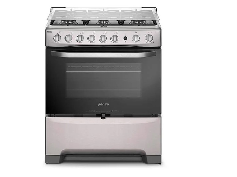 COCINA A GAS LIQUADO FENSA 6 PLATOS F 5300 T SILVER NEGRO 1
