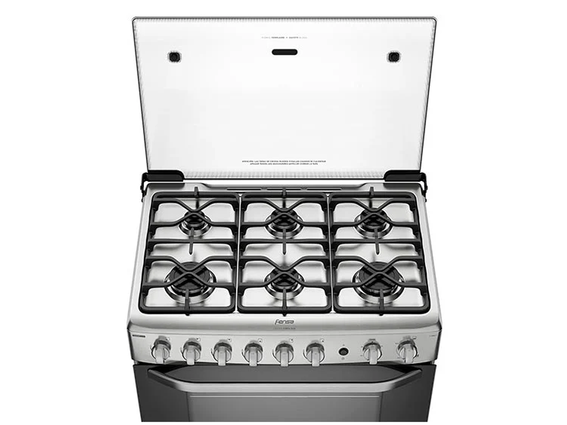 COCINA A GAS LIQUADO FENSA 6 PLATOS F 5300 T SILVER NEGRO 4