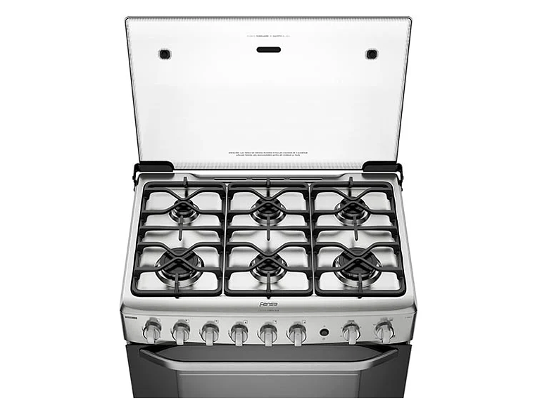 COCINA A GAS LIQUADO FENSA 6 PLATOS F 5300 T SILVER NEGRO 4