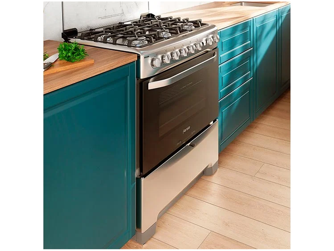 COCINA A GAS LIQUADO FENSA 6 PLATOS F 5300 T SILVER NEGRO 5