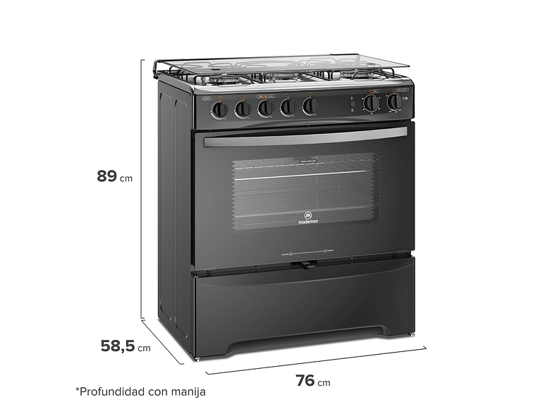 COCINA A GAS 5 PLATOS MADEMSA TRIPLE LLAMA M 940 T NEGRA 2