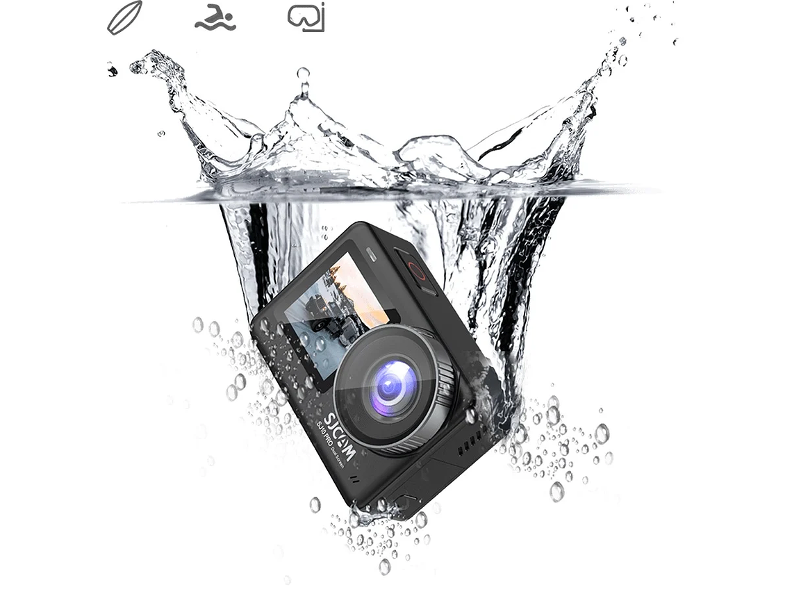 PACK CÁMARA DEPORTIVA SJCAM SJ10 PRO 4K 60FPS WIFI ESTABILIZADOR CON CARGADOR 2 BATERIAS RELOJ Y MIC 6