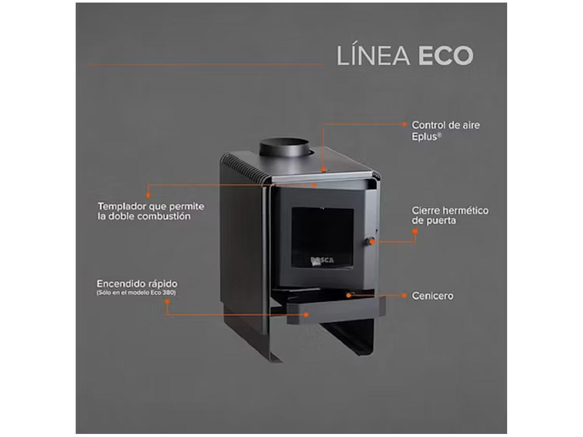 CALEFACTOR A LEÑA 11,5 KW ECO 380. BOSCA 1