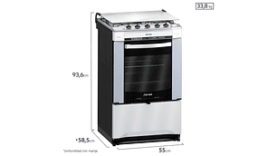 COCINA A GAS 4 PLATOS FENSA QUEMADORES LATERALES F2525 T