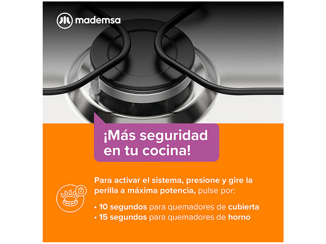 COCINA A GAS LIQUADO MADEMSA 6 PLATOS M 810 T SILVER NEGRO 6