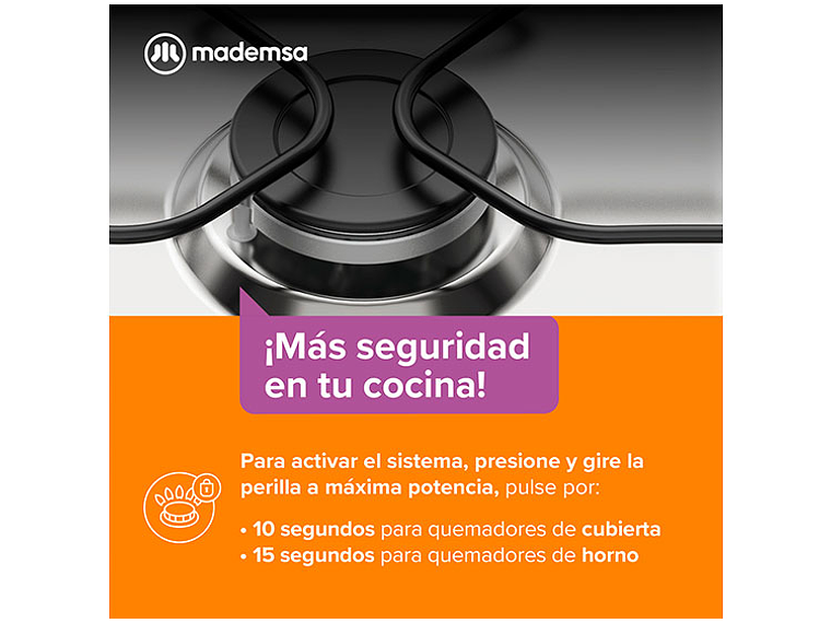 COCINA A GAS LIQUADO MADEMSA 6 PLATOS M 810 T SILVER NEGRO 6