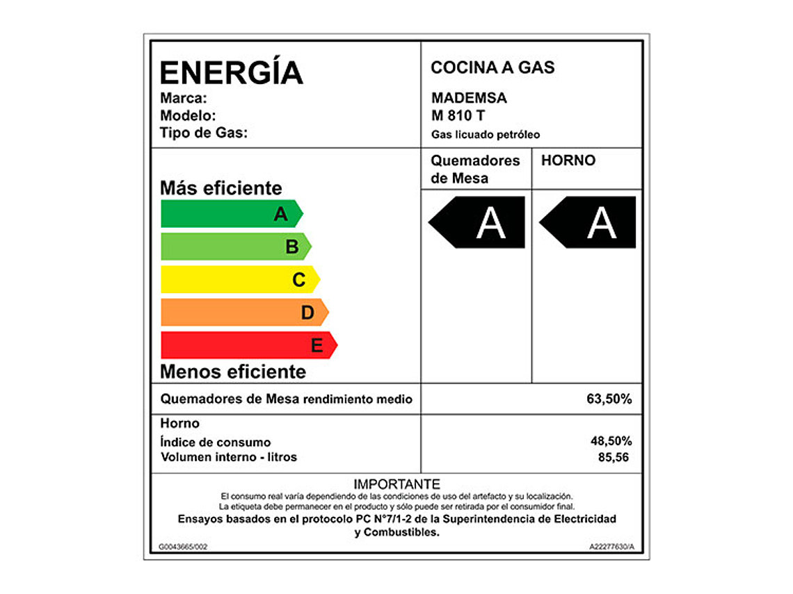 COCINA A GAS LIQUADO MADEMSA 6 PLATOS M 810 T SILVER NEGRO 9