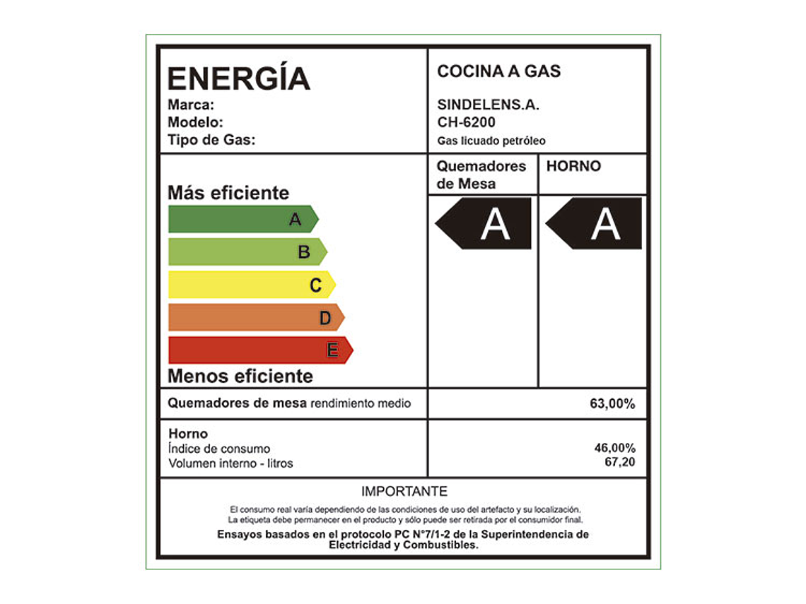 COCINA A GAS LICUADO/NATURAL SINDELEN 4 PLATOS CH-6200IN 4
