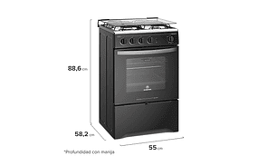 COCINA A GAS 4 PLATOS LIMPIAFÁCIL Y TIMER M 775 BT NEGRA
