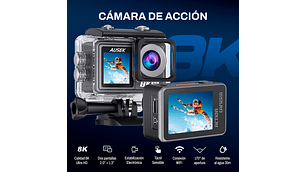 CÁMARA DEPORTIVA AUSEK 8K 50MP ULTRAHD CON ACCESORIOS ACCIÓN