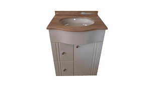 MUEBLE TMUEBLES TRAVERTINO CURVO VANITORIO LACADO CUBIERTA MÁRMOL 70 X 50 X 85 BLANCO