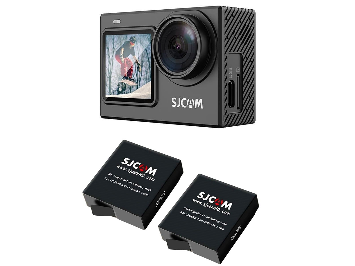 PACK CÁMARA DEPORTIVA SJCAM SJ6 PRO 24MP 4K 60 FPS DOBLE PANTALLA ESTABILIZADOR MÁS 2 BATERÍAS 2
