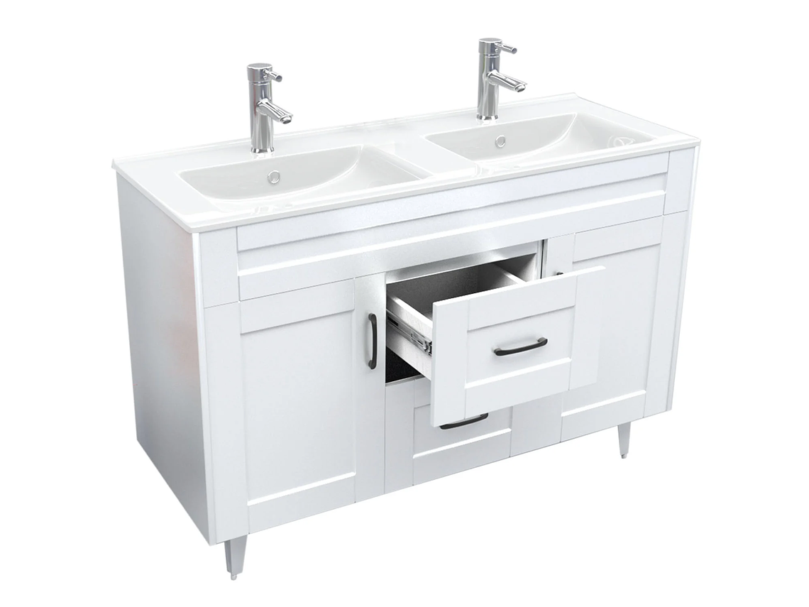 MUEBLE DOMSA VANITORIO DOBLE D120SK-B NO INCLUYE CUBIERTA 120 CM BLANCO 3