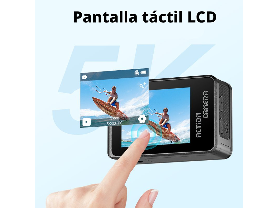 CÁMARA DEPORTIVA 5K 24MP ULTRAHD CON MICROFONO Y ACCESORIOS 2