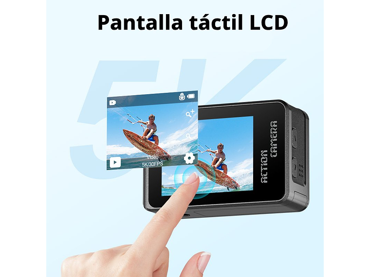 CÁMARA DEPORTIVA 5K 24MP ULTRAHD CON MICROFONO Y ACCESORIOS 2