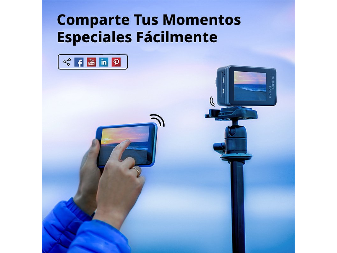 CÁMARA DEPORTIVA 5K 24MP ULTRAHD CON MICROFONO Y ACCESORIOS 3