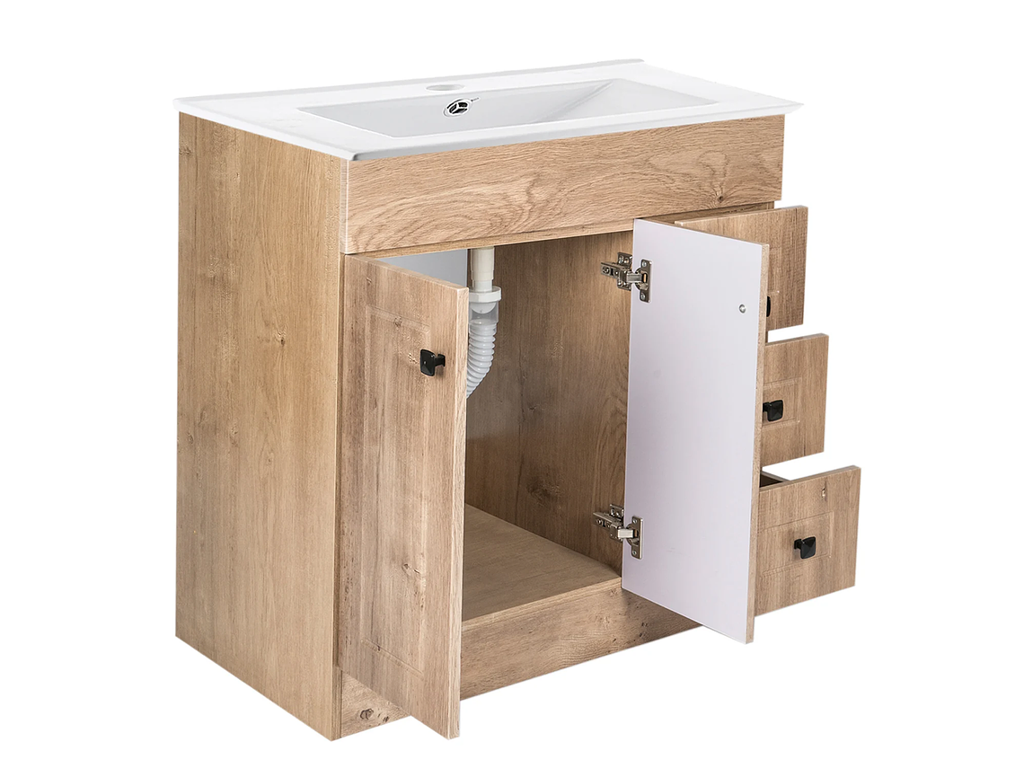 KIT DOMSA MUEBLE VANITORIO NOGAL B80PH-WOOD + P-80/ 80 X 80 X 47 CM 4