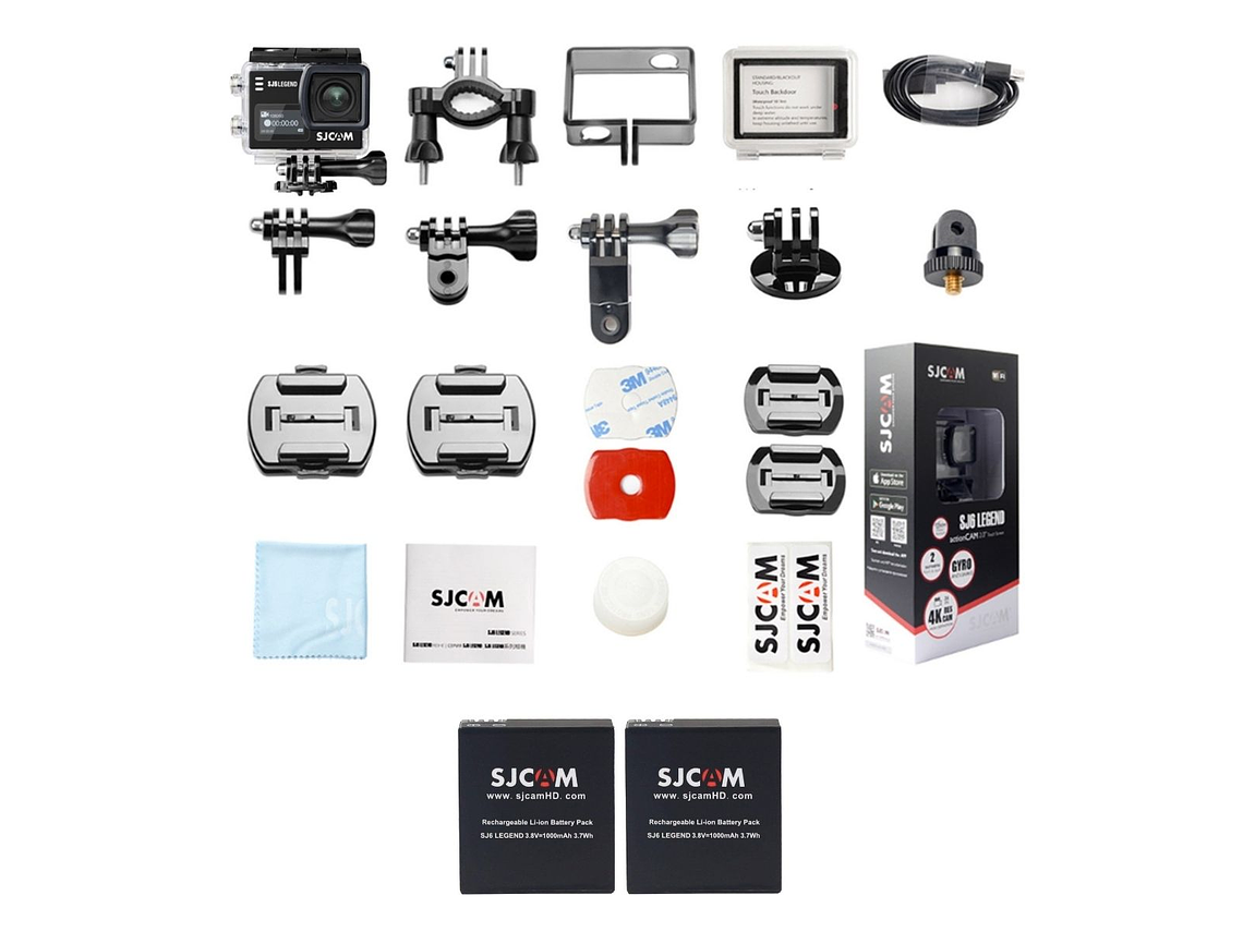 PACK CÁMARA DEPORTIVA SJCAM SJ6 LEGEND 4K WIFI ESTABILIZADOR GIROSCÓPICO MÁS 2 BÁTERÍAS 6