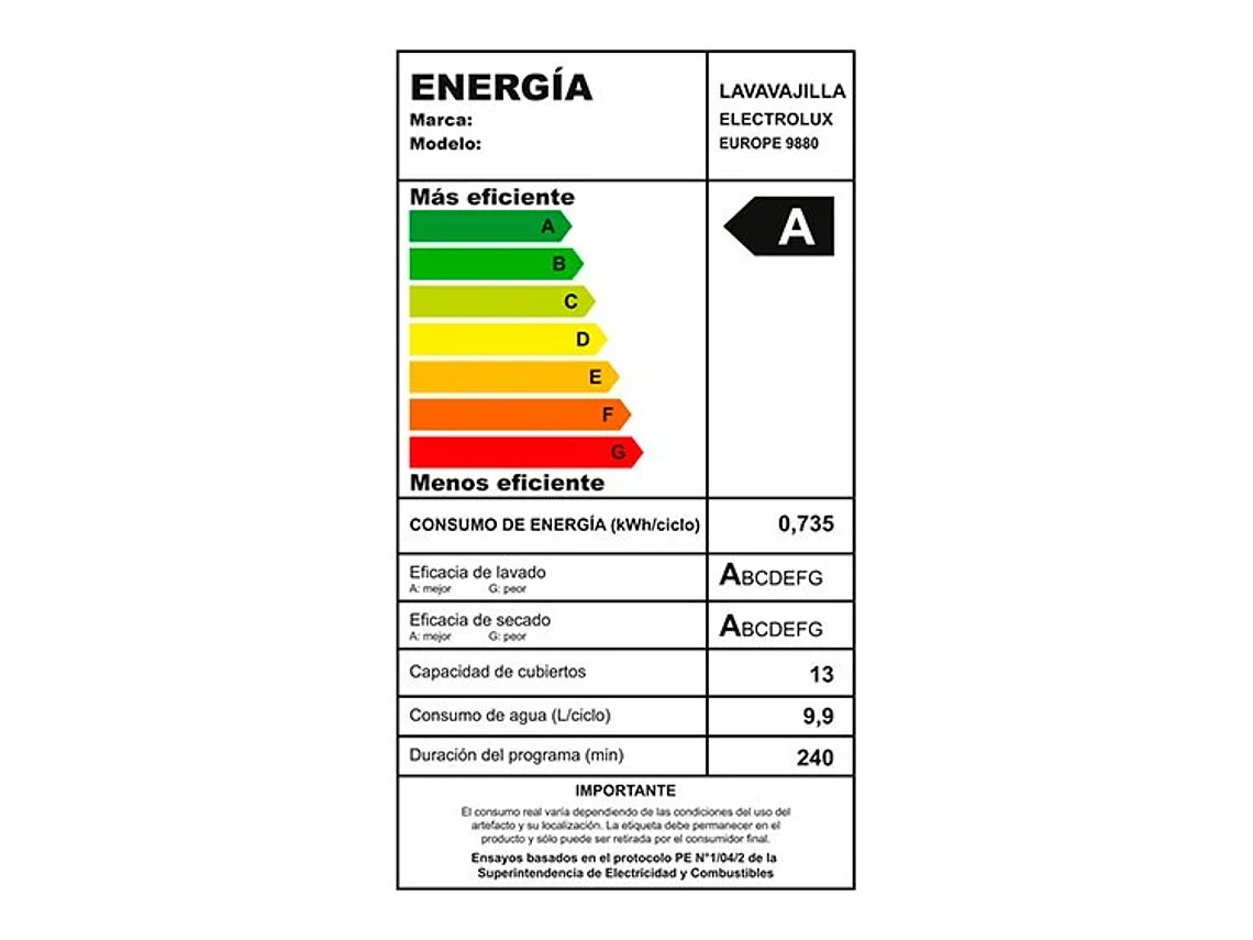LAVAVAJILLAS ELECTROLUX 13 CUBIERTOS EUROPE 9880 9