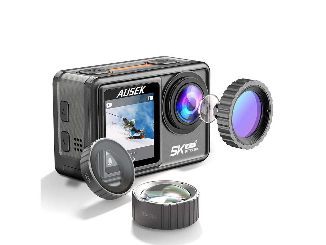 CÁMARA DEPORTIVA 5K 24MP ULTRAHD CON MICROFONO Y ACCESORIOS 8